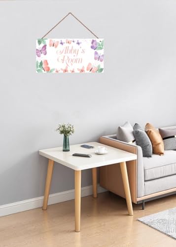 Personalized Butterfly Signs Rainbow Sign For Kids Room Custom Name Door Wall Decor Flowers Floral Nursery Art Plate For Boys Room Girls Bedroom Little Man Cave
