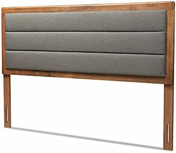 Baxton Studio Dexter Modern and Contemporary Dark Grey Fabric Upholstered and Walnut Brown Finished Wood Full Size Headboard