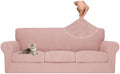 MAXIJIN 4 Piece Couch Covers for 3 Cushion Couch Sofa Covers, Stretch Couch Slipcovers for Sofas with 3 Cushions, Thick 3 Seat Furniture Protector for Dogs Pet (71"-91", Dusty Pink)