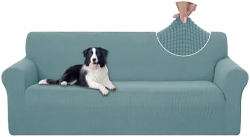U-NICE HOME Stretch Couch Cover Slipcover for 3 Cushion Sofa, Light Blue