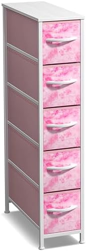 Sorbus 5-Drawer Narrow Dresser for Bedroom (Tie Dye Pink)