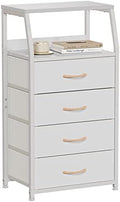 Furnulem Tall Nightstand with 4 Fabric Drawers, Small Dresser for Bedroom
