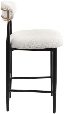 Morden Fort Counter Height Bar Stools Set of 2 with Backs, Cream Boucle