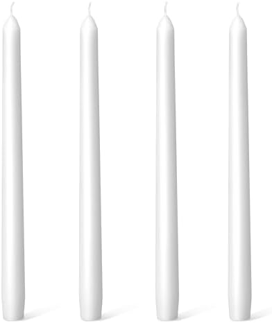 Everymoment White Taper Candles - 4 Pack 10 Inch Candlesticks - Dripless & Smokeless for 8 Hours - Unscented Paraffin Wax - Perfect for Wedding Christmas Halloween Holiday Dinner Table & Home Decor