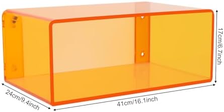 Acrylic Wall-Mounted Nightstand Floating Wall Nightstand Bedside Table Floating Side Table Wall Mounted Clear Shelf for Bedroom Bathroom (Orange)