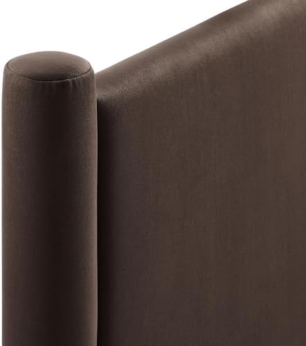 Modway Rael Queen Upholstered Headboard with Pillars in Chocolate Brown – Velvet Headboard – Stain-Resistant Performance Velvet Headboard for Queen Size Beds