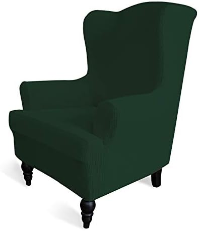 Easy-Going Stretch Wingback Chair Sofa Slipcover Dark Green