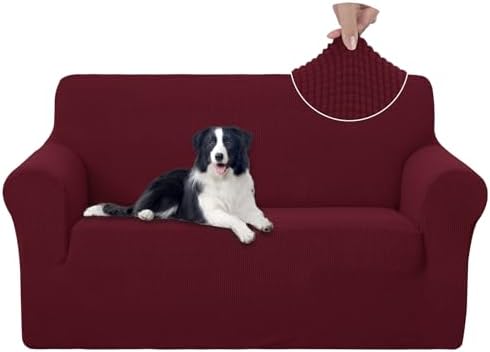 U-NICE HOME Loveseat Cover Stretch Couch Cover Sofa Slipcover, Burgundy