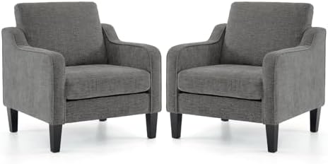 VINGLI Accent Chairs Set of 2, Chenille Upholstered Armchair Living Room