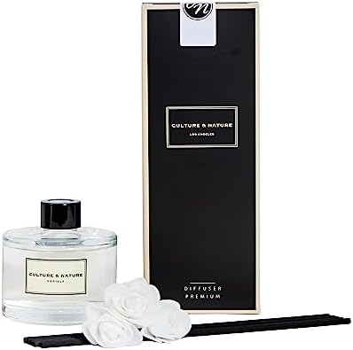 CULTURE & NATURE Reed Diffuser Set 6.7oz (200ml) Vanilla Scented Diffuser with Sticks Home Fragrance Reed Diffuser for Bathroom Shelf Decor