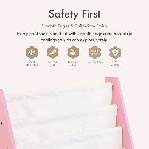 Humble Crew Kids Bookshelf, Montessori Front Facing Toddler Bookcase 4 Tier