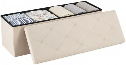 DUMOS 43 Inch Folding Storage Ottoman Bench, Large Ottoman with Storage