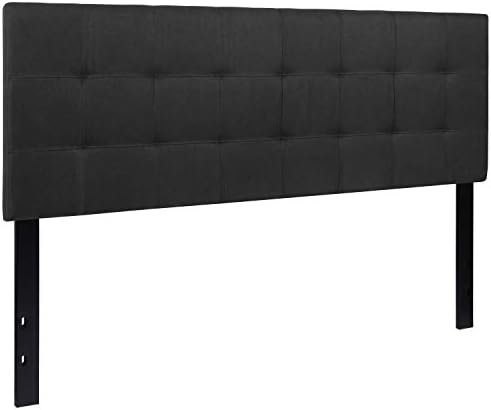 EMMA + OLIVER Black Queen Quilted Tufted Headboard