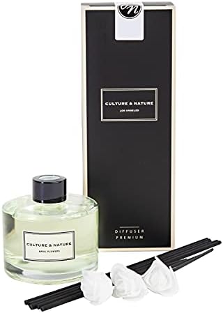 CULTURE & NATURE Reed Diffuser Set 6.7oz (200ml) April Flower Scented Diffuser with Sticks Home Fragrance Reed Diffuser for Bathroom Shelf Decor