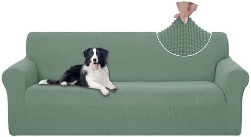 U-NICE HOME Stretch Couch Cover Slipcover for 3 Cushion Sofa, Cyan