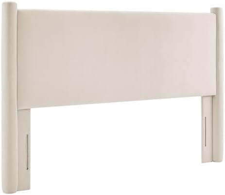 Modway Rael King Upholstered Headboard with Pillars in Alabaster – Velvet Headboard – Stain-Resistant Performance Velvet Headboard for King Size Beds