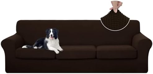U-NICE HOME 4 Pieces Oversized Stretch Couch Cover Slipcover, Chocolate