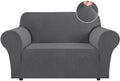 Flamingo P High Stretch Sofa Slipcover Non Slip Loveseat Covers for 2 Cushion Couch Washable Pet Furniture Protector Covers with Elastic Bottom, Thick Jacquard Fabric (Medium, Charcoal Gray)