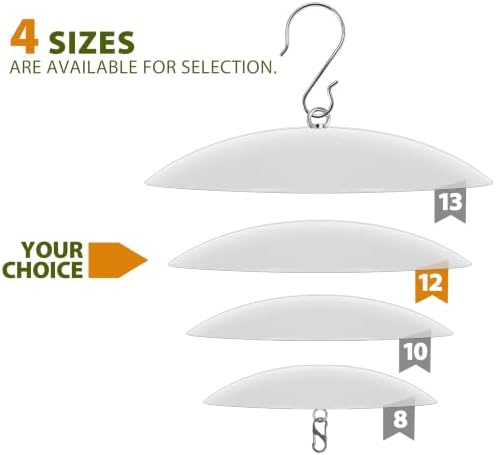 12" Bird Feeder Rain Guard, Hummingbird Feeder Shade Dome Cover, Hanging Baffle for Bird Feeder Pole,Smart Birds Feeder's Umbrella(Translucent), 2 Pack