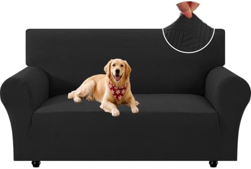 XINEAGE Loveseat Slipcover Pet Friendly, Stretch Couch Cover,Black