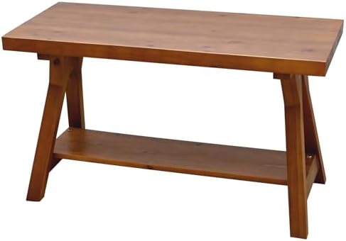 SwallowLiving 30 Inch Farmhouse Storage Bench, Rustic Solid Wood Entryway Bench for Living Room, Dining Room, Hallway | Indoor Seating with Natural Wood Finish