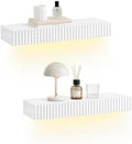 SoBuy Floating Wall Shelf Set of 2 with Drawer & LED Light