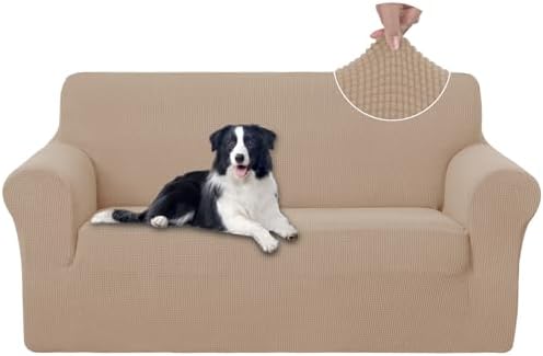 U-NICE HOME Oversized Stretch Loveseat Couch Cover, Camel