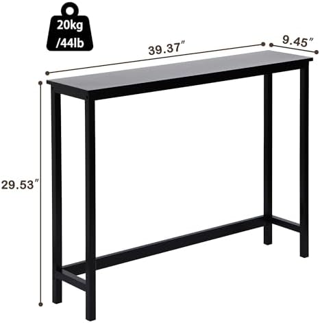 Bamboo Narrow Console Table, 39.4"(L) Wood Small Entryway Table, Accent Slim Hallway Tables, Thin Sofa Side Tables for Hallway, Living Room, Bedroom, Foyer, Black