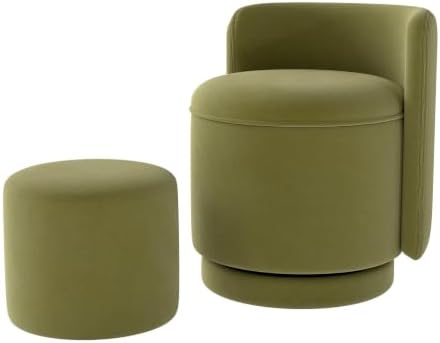 Velvet Vanity Chair with Storage 360° Swivel Accent Stool FootRest