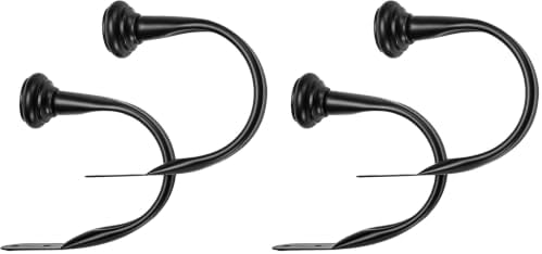 Amazon Basics Decorative Curtain Tiebacks, Sturdy and Easy to Install Holdbacks, Set of 2, Black (Pack of 2)