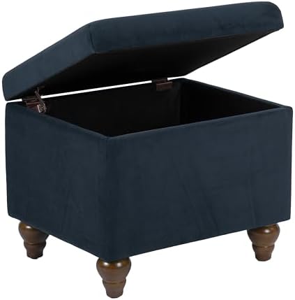 Spatial Order 22" Medium Rectangular Storage Ottoman - Blue Velvet