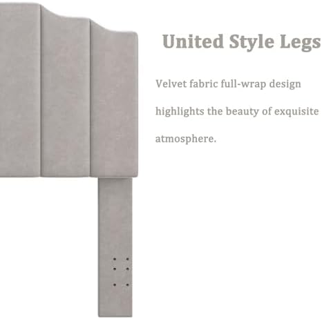 Befurtori Queen Size Headboard Only, Velvet Wall Mount Headboard Light Gray