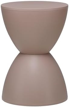Euro Style Sallie Indoor/Outdoor Stool or End Table | Modern Hourglass Accent Style | UV- Protected Plastic Extra Seating or End Table for Patio, Balcony, Poolside, Entryway, or Living Room | Taupe