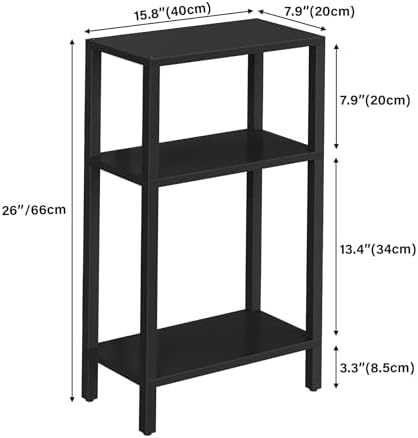 TUTOTAK Narrow Side Table, 3-Tier Small End Table for Couch