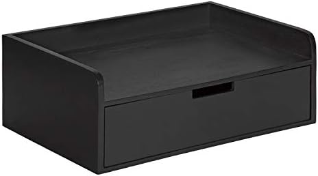 Kate and Laurel Kitt Modern Floating Wall Shelf Side Table with Drawer, 18" x 12" x 6.5", Black