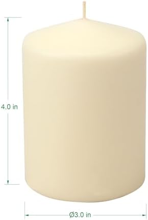 Stonebriar Unscented Pillar Candles – 35 Hour Burn Time, Long-Lasting Wax Candles for Weddings, Holidays, Home Décor & Special Events, Pack of 3, Ivory, 3" x 4"