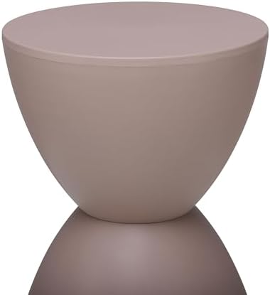 Euro Style Sallie Indoor/Outdoor Stool or End Table | Modern Hourglass Accent Style | UV- Protected Plastic Extra Seating or End Table for Patio, Balcony, Poolside, Entryway, or Living Room | Taupe