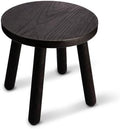 Round Solid Wooden Stool,Plant Stand,Step Stool,Black,11.8" H