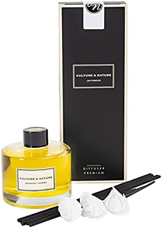 CULTURE & NATURE Reed Diffuser Set 6.7oz (200ml) Grapefruit Verbena Scented Diffuser with Sticks Home Fragrance Reed Diffuser for Bathroom Shelf Decor