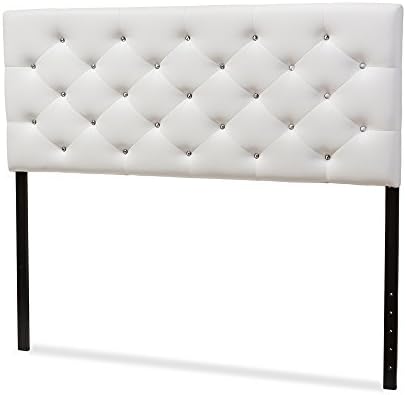 Baxton Studio Viviana Modern and Contemporary White Faux Leather Upholstered Button-Tufted Full Size Headboard
