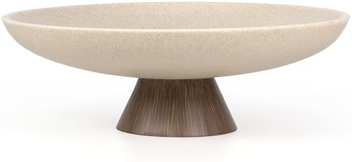 LIN CHUAN Large Decorative Bowl, Resin Pedestal Fruit Bowl, Brown