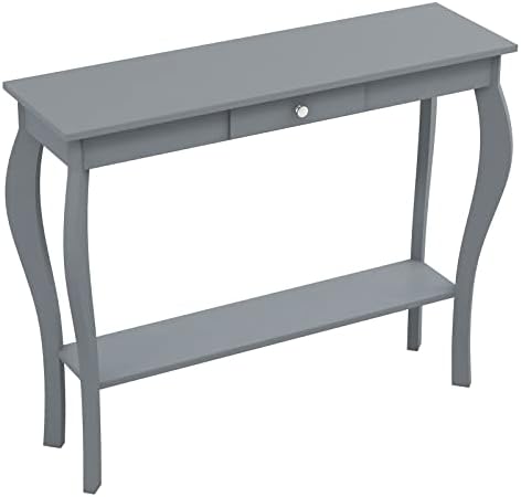 ChooChoo 39" Narrow Entryway Table with Drawer, Grey