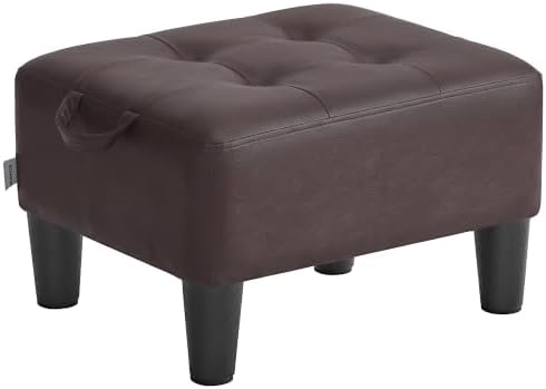 SONGMICS Storage Ottoman, PVC Leather Footrest with Hidden Storage
