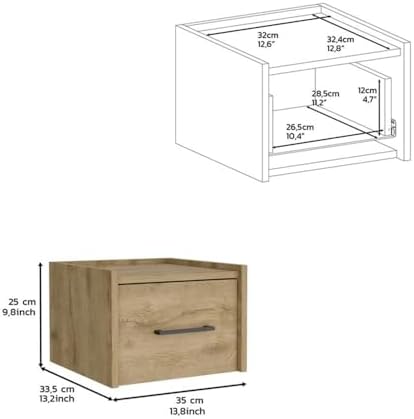 DEPOT E-SHOP 59" Yorktown Floating Nightstand, Space-Saving Design with Handy Drawer and Surface, Macadamia – Bedside Nightstand with Storage for Bedroom Beside Tables & Small Spaces