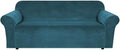 H.VERSAILTEX Stretch Velvet Sofa Covers for 3 Cushion Couch Covers Furniture Protector Soft with Non Slip Elastic Bottom, Crafted from Thick Comfy Rich Velour (Large Sofa 90"-97", Deep Teal)