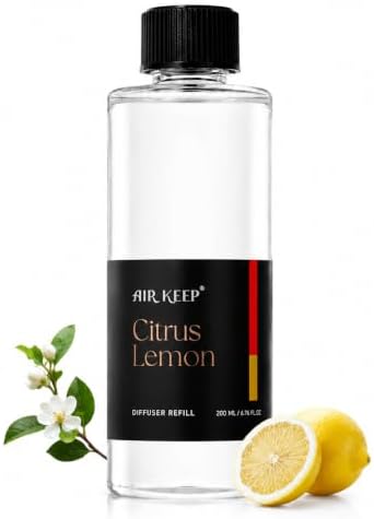 Airkeep Citrus Lemon Reed Diffuser Refill – 6.76 fl oz – Premium Scented Oil for Home Aromatherapy – Long-Lasting Fragrance for Reed Diffusers – Perfect for Bathroom, Bedroom & Home Decor