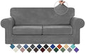 WEERRW Velvet Stretch 3 Pieces Couch Cover for Sofa Washable, Light Grey