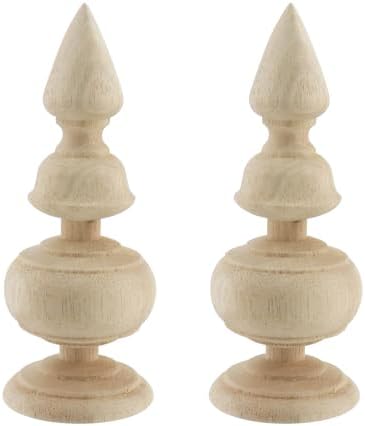 2Pcs Decorative Wood Finials 2.4 x 6.3" Accessory