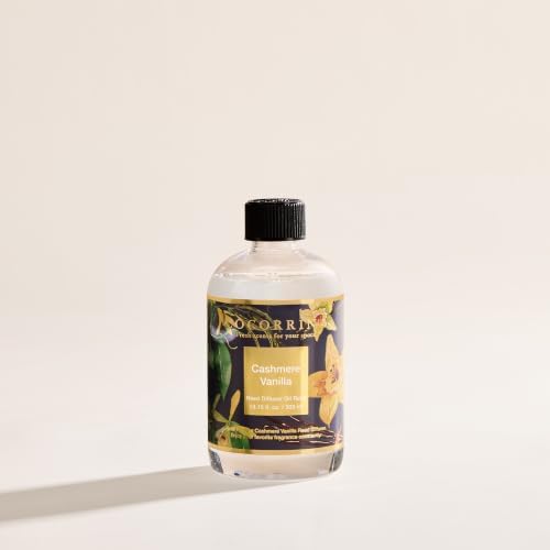 Cocorrína Reed Diffuser Refill Cashmere Vanilla 10.15oz (300ml) with 8 Sticks - Premium Long-Lasting Scented Oil Home Fragrance for Bedroom, Bathroom Home Decor