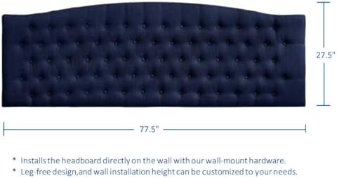 24KF Upholstered Tufted Button Linen Wall Mounted Headboard,Comfortable Fashional Headboard King/CA King Size, 6055-K-Navy Blue